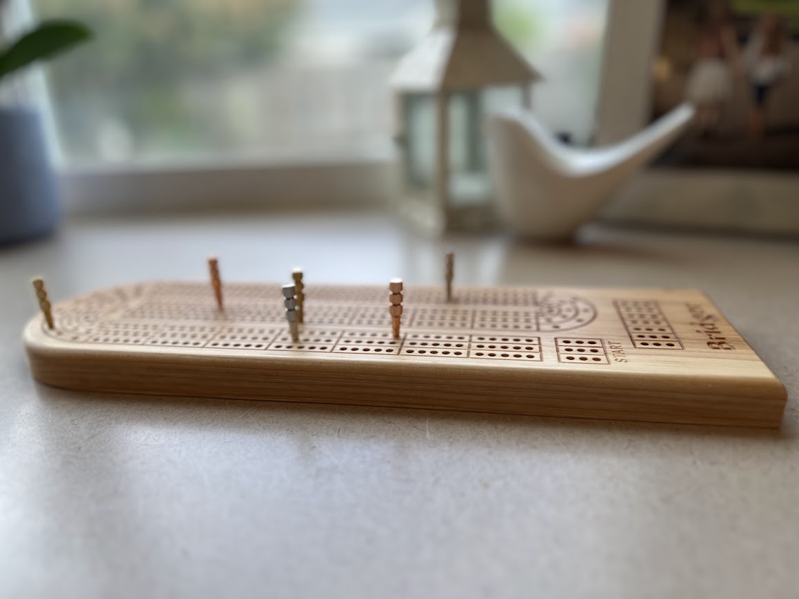 Standard Customizable Hickory Cribbage Board