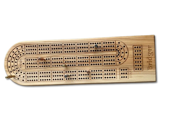 Standard Customizable Hickory Cribbage Board