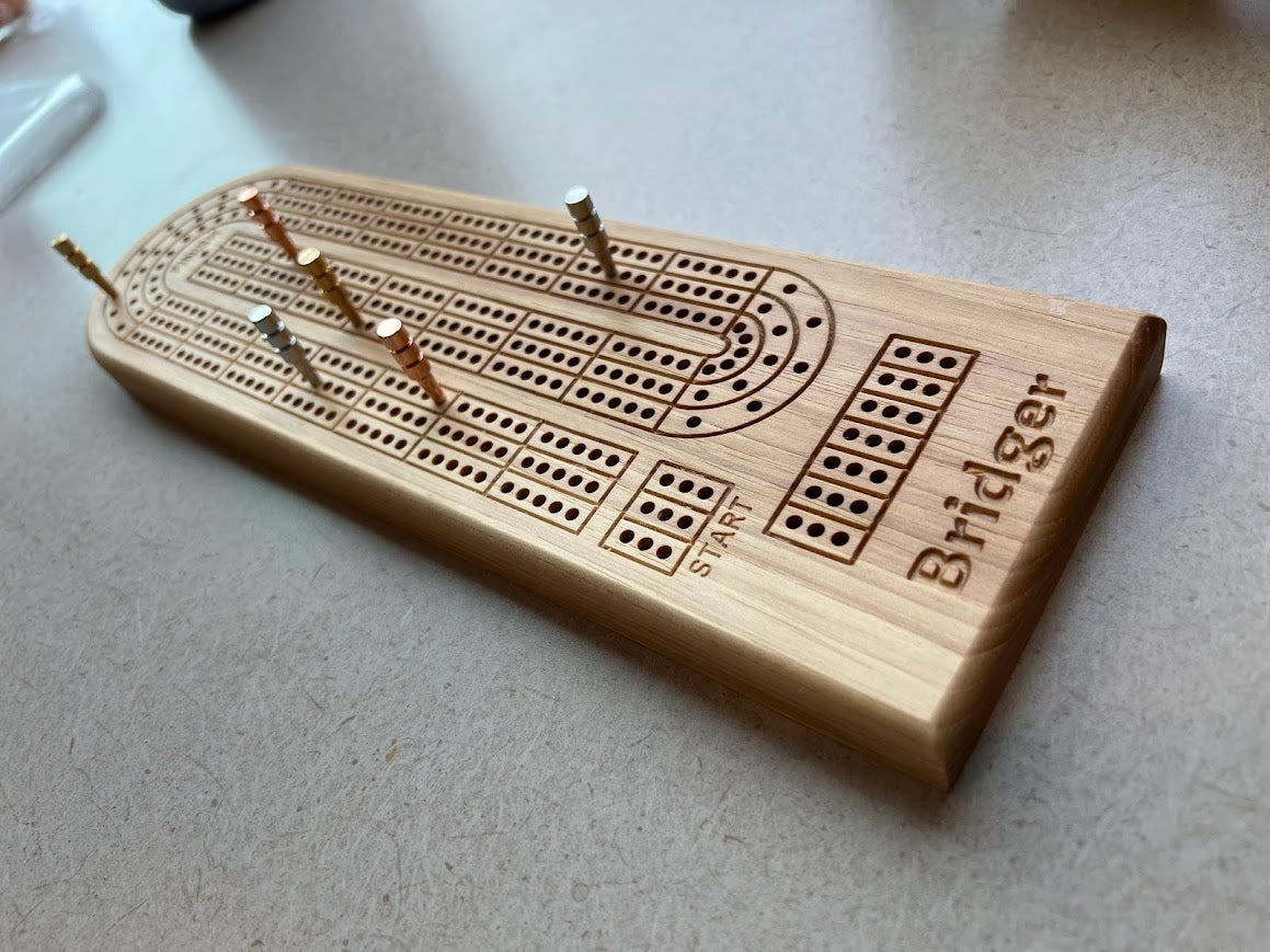 Standard Customizable Hickory Cribbage Board