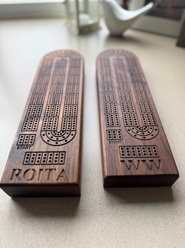 Customizable Walnut Cribbage Board w/ Storage